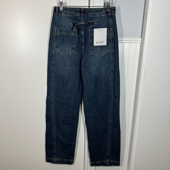 Habitual Denim - Habitual High Rise Side Panel Ankle Barrel Leg Jeans with back waist cinch Sz 27